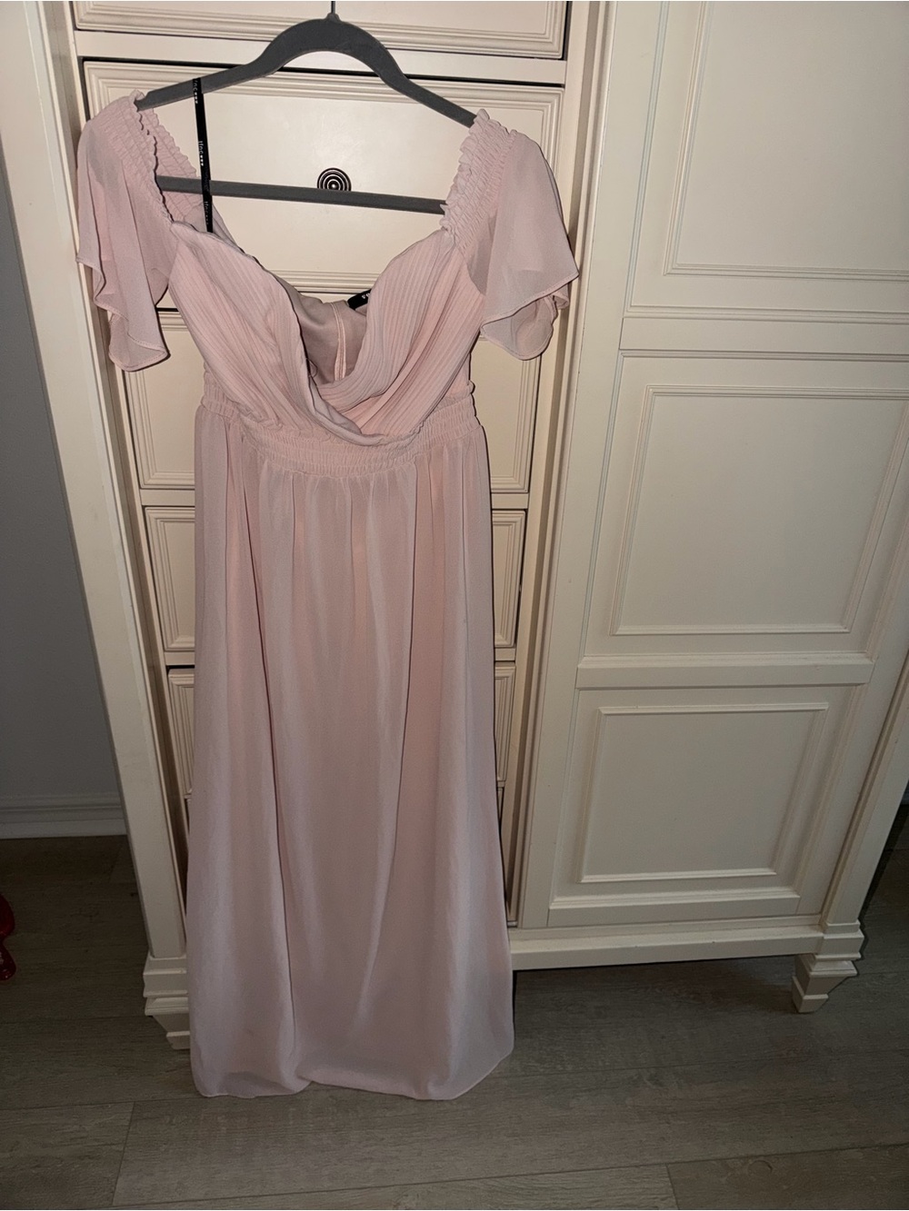 Blush Pink Off-Shoulder Maxi Dress